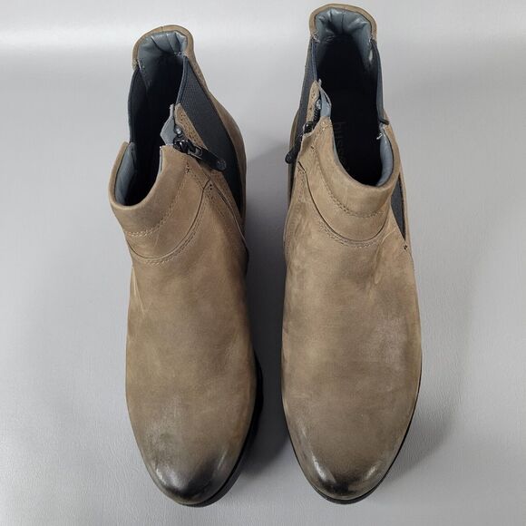 Bussola Womens Chelsea Ankle Boots Round Toe Leather Silk Nubuck Stone 40 / 9 US - Picture 6 of 11